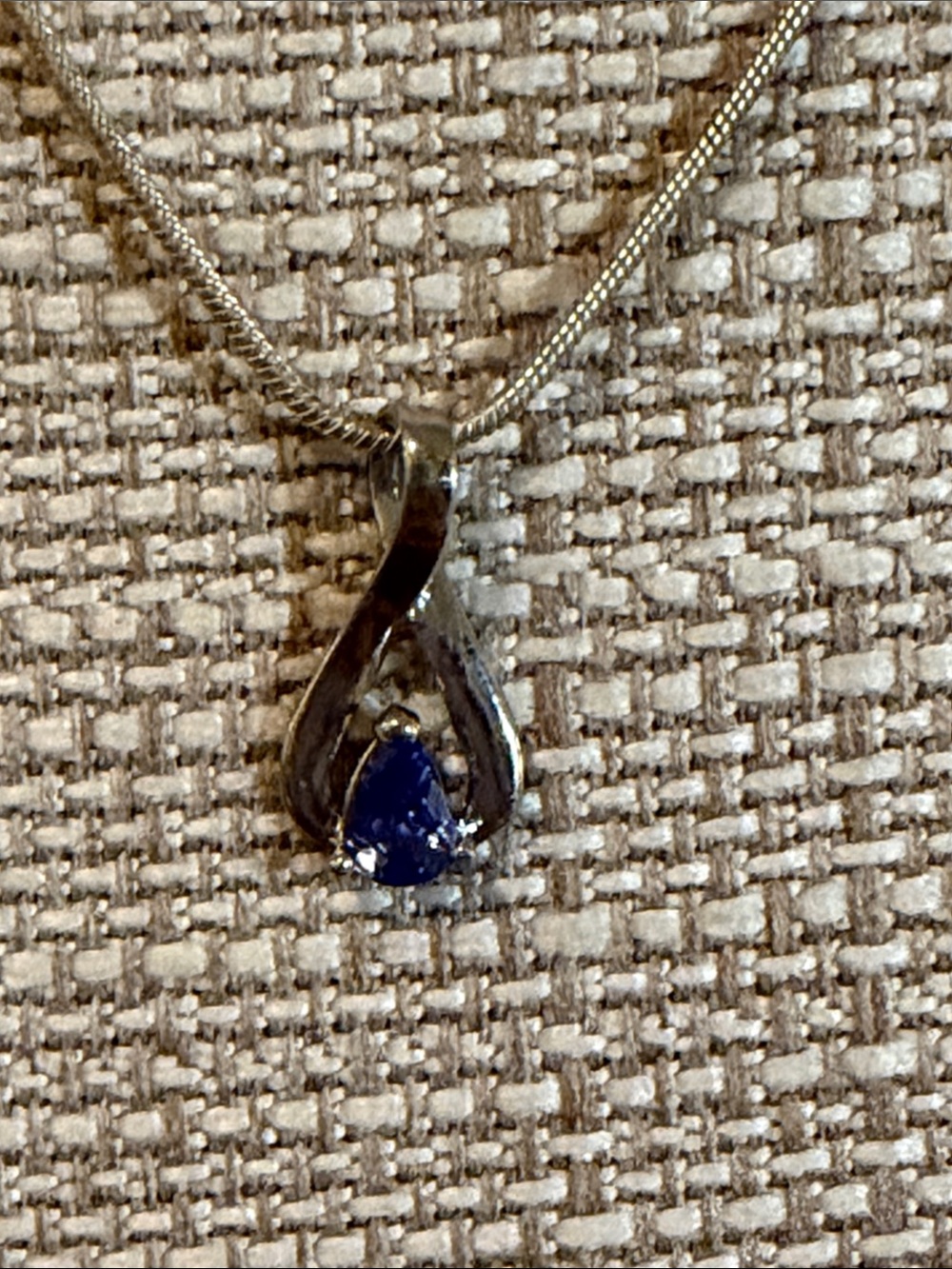 Sterling Silver Teardrop Tourmaline Pendant Necklace with Purple Stone
